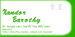 nandor barothy business card